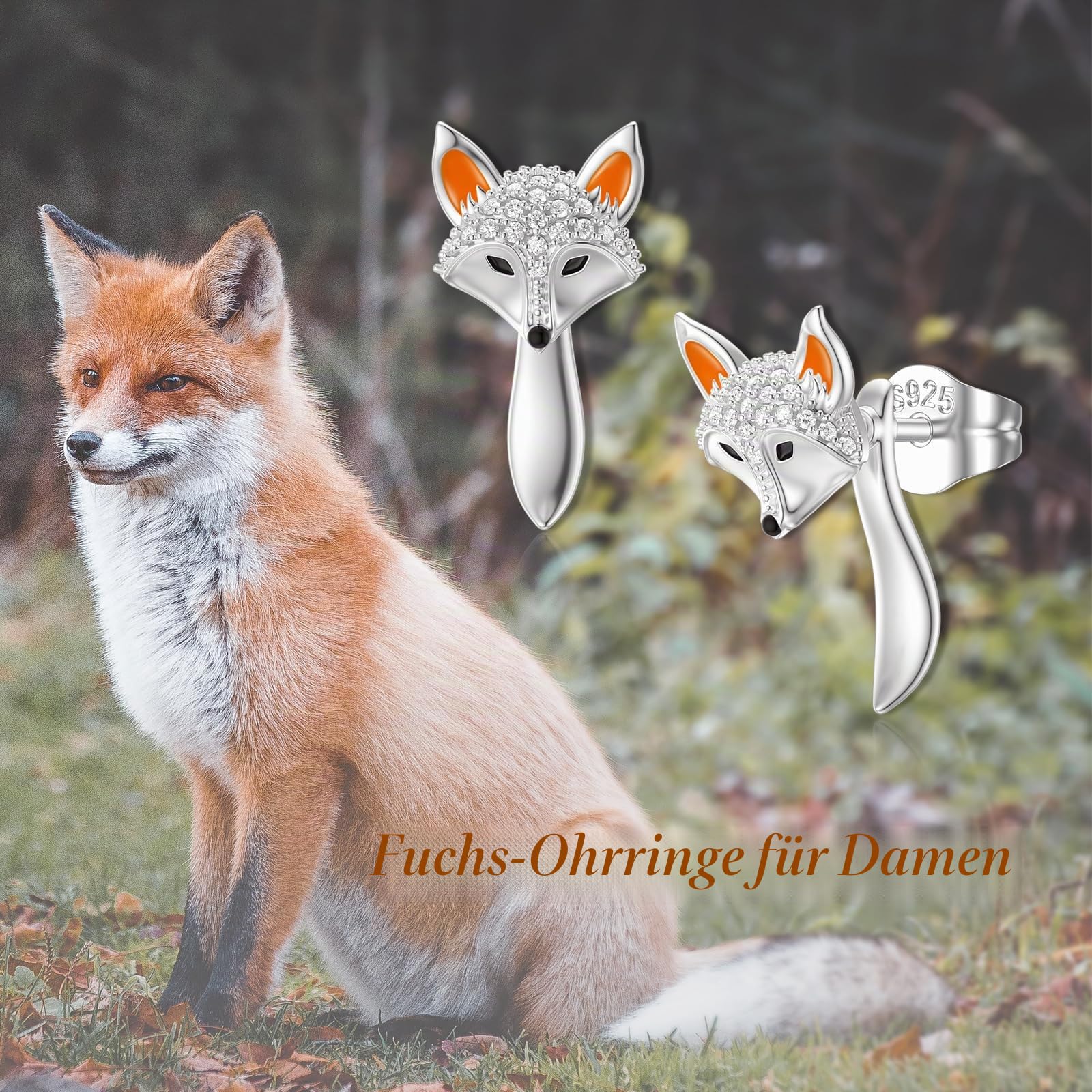 Fuchs Ohrringe 925 Sterling Silber Fuchs Ohrringe Hängende Fuchs Schmuck Geschenke für Damen Mädchen