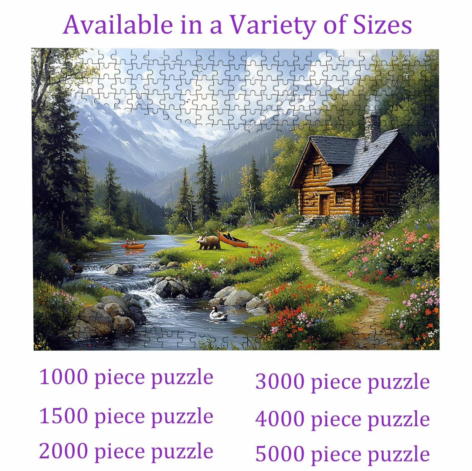 Puzzle fiume cabina(2), Puzzle Adulti 3000 pezzi, Puzzles Legno con Squisita Scatola di Imballaggio, Rompicapo per Esperti con Incastro Perfetto, Stampa Alta Definizione, Regalo per Adulti W3H-879