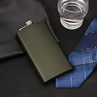 Vista 3 de GENNISSY Petaca plateada de acero inoxidable 18/8 de 10 onzas - Frasco para licor con embudo (verde)