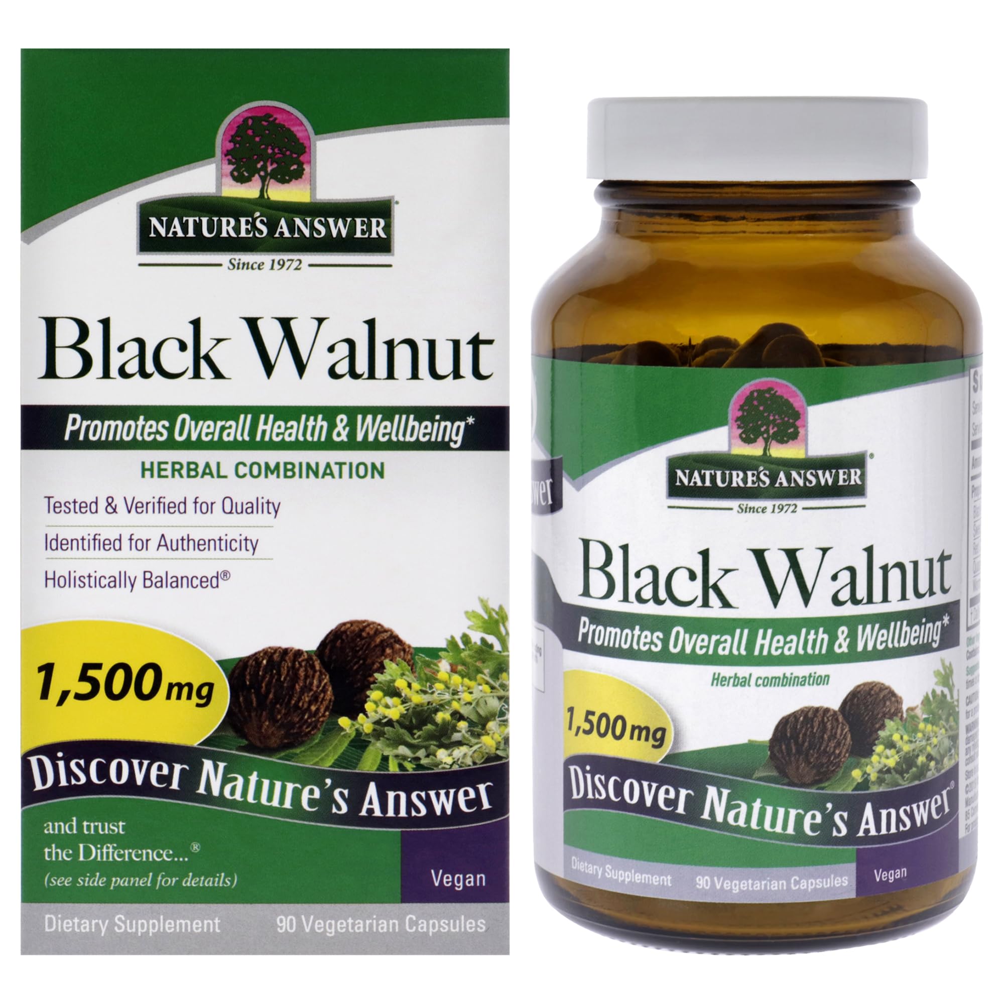 Black Walnut Complex Vegetarian Capsules Powder, 90-Count Black Walnut | Vegan | Non-GMO Black Walnut Wormwood | Natural Cleanser | Detoxifier Support