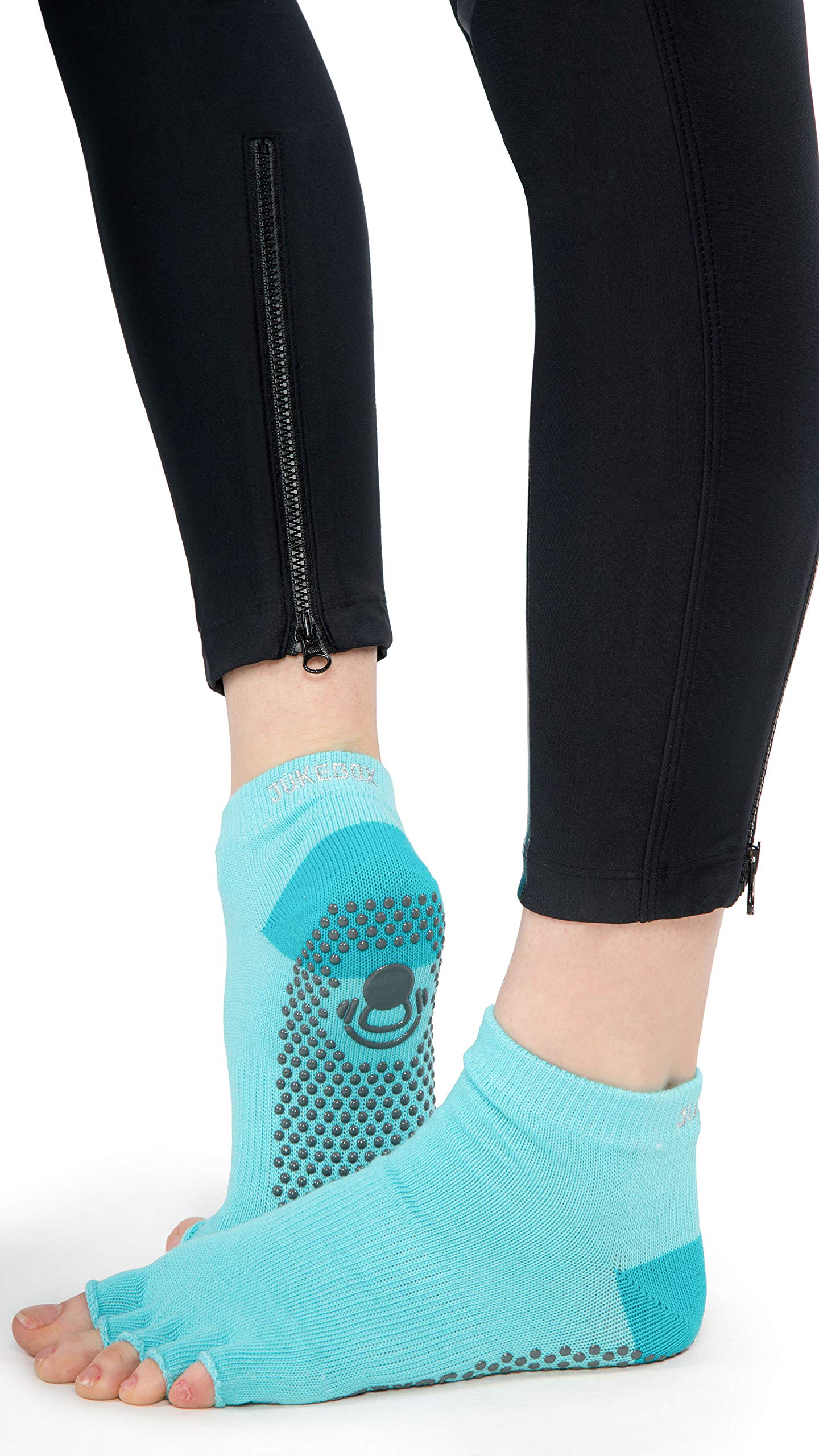 JUKEBOX Unisex Combed Cotton Nylon Spandex Half Toe Grip Motion Socks Covered for Optimal Balance (Blue)