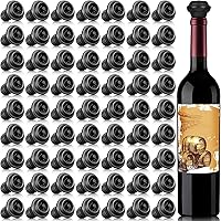 Vista 8 de Honoson 6 tapones de vino con bomba resellable, ahorro de silicona al vacío, práctico para suministros de cocina, herramientas de botella (negro)