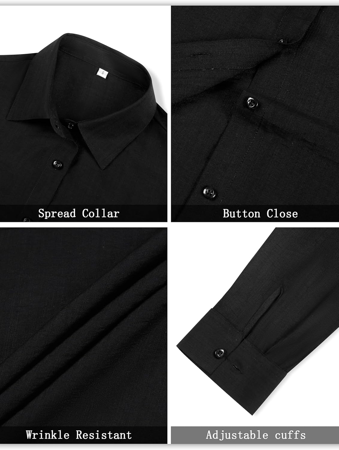 Women’s Linen Button Down Work Shirts Long Sleeve Solid Blouses - Image 3