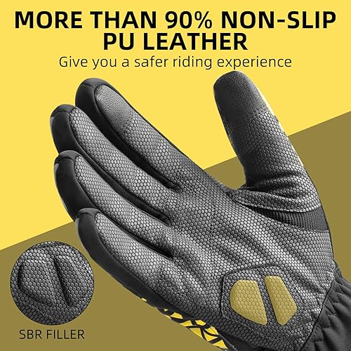 Miniatura 3 de ROCKBROS Guantes térmicos de invierno para ciclismo con pantalla táctil, para hombres y mujeres, resistentes al viento, esquí, nieve,