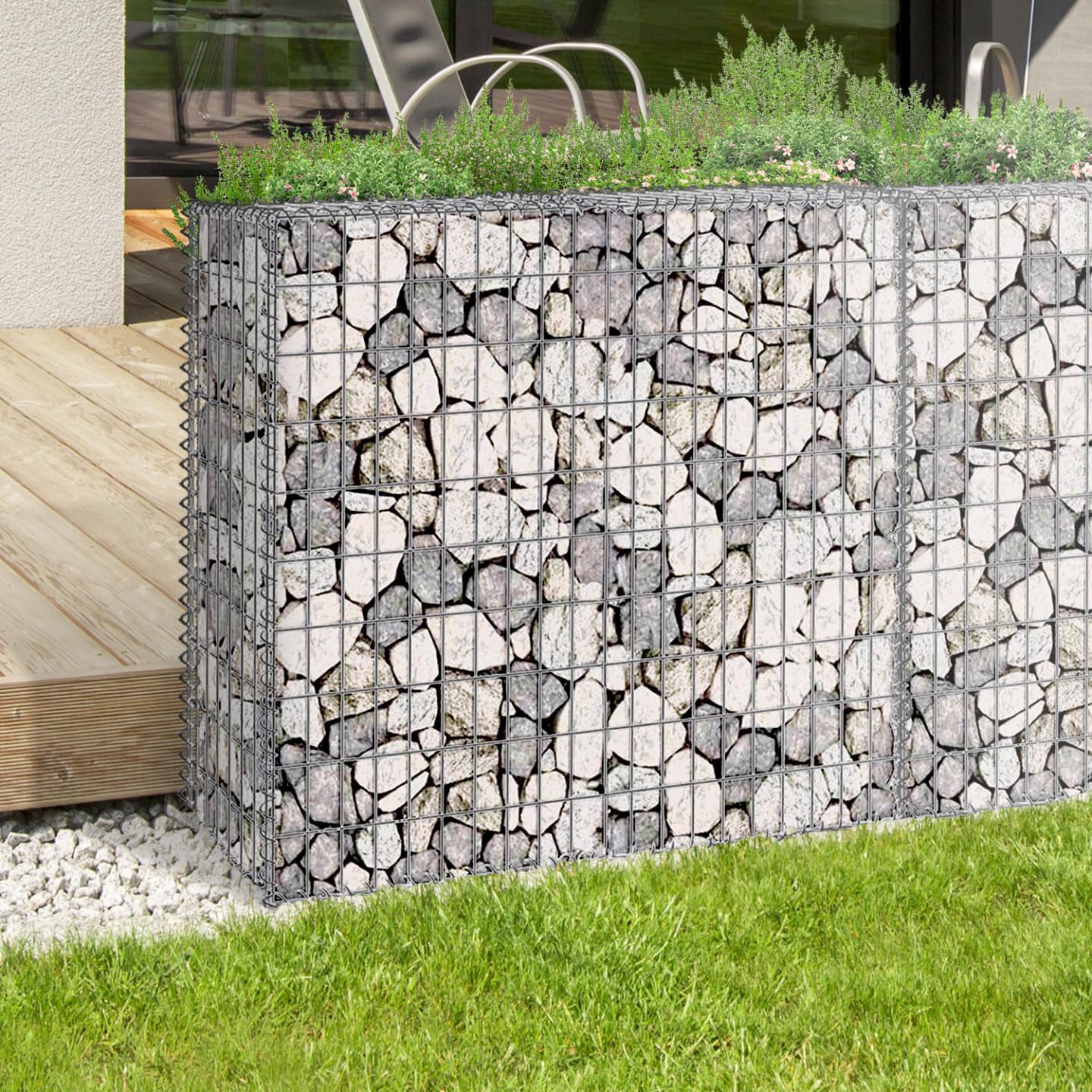 IDMarket - Juego de 2 gaviones para piedra (100 x 30 x 80 cm)
