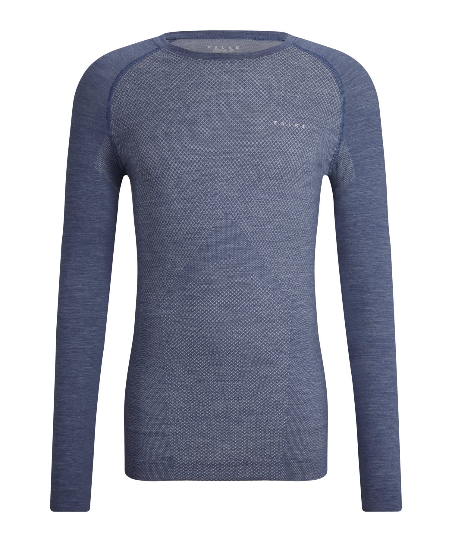 FALKE Mężczyźni Warstwa podstawowa (góra) Wool-Tech Light Round Neck M L/s Sh wełna materiał funkcjonalny regulujące klimat 1 Sztuka, Niebieski Capitain 6751-O, M