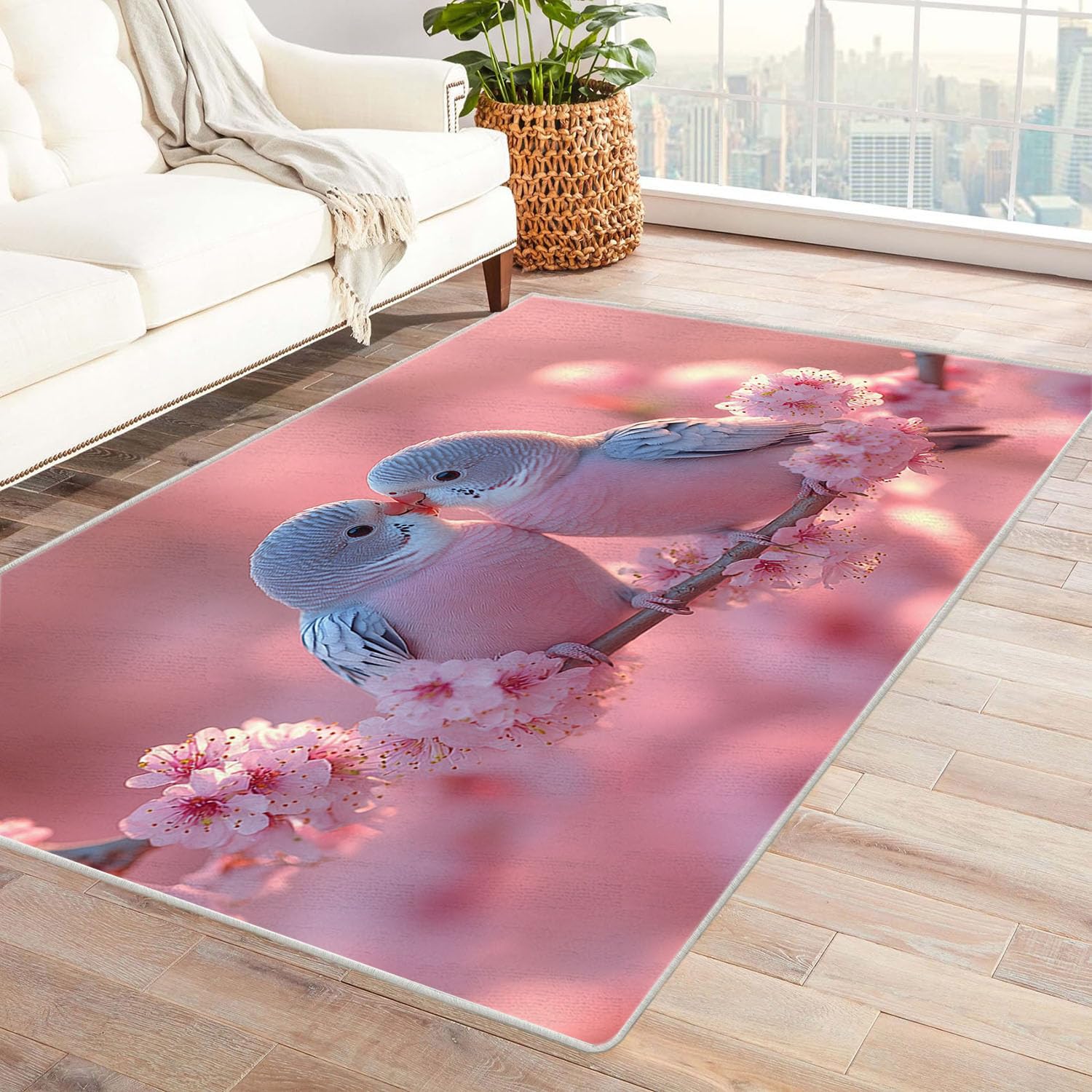 Tapis fleurs colorées relief 3D rose lavable 60x90cm