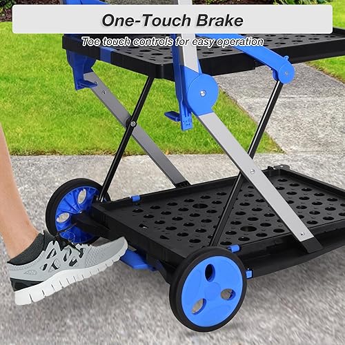 Miniatura 6 de TRY & DO Carritos plegables multifuncionales, carrito de compras ajustable con cesta de almacenamiento, ruedas giratorias rodantes, carrito plegable