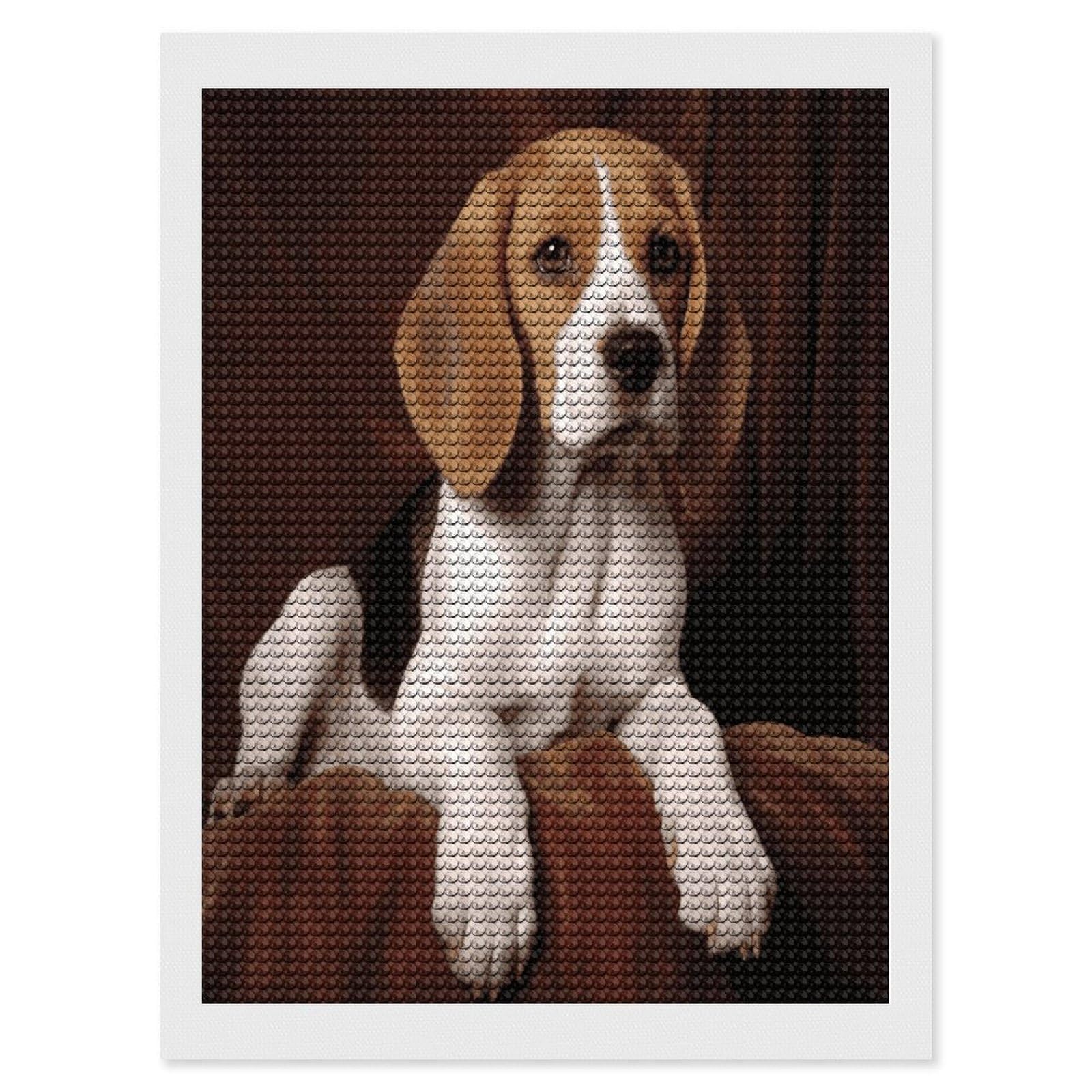 JTREHY Ovely Pet Dog Beagle Diamond Art Kits Personalized DIY Round Diamond Painting Kits for Beginner Full Drill Diamonds Dots Paintings for Adults Gem Art Crafts Home Decor