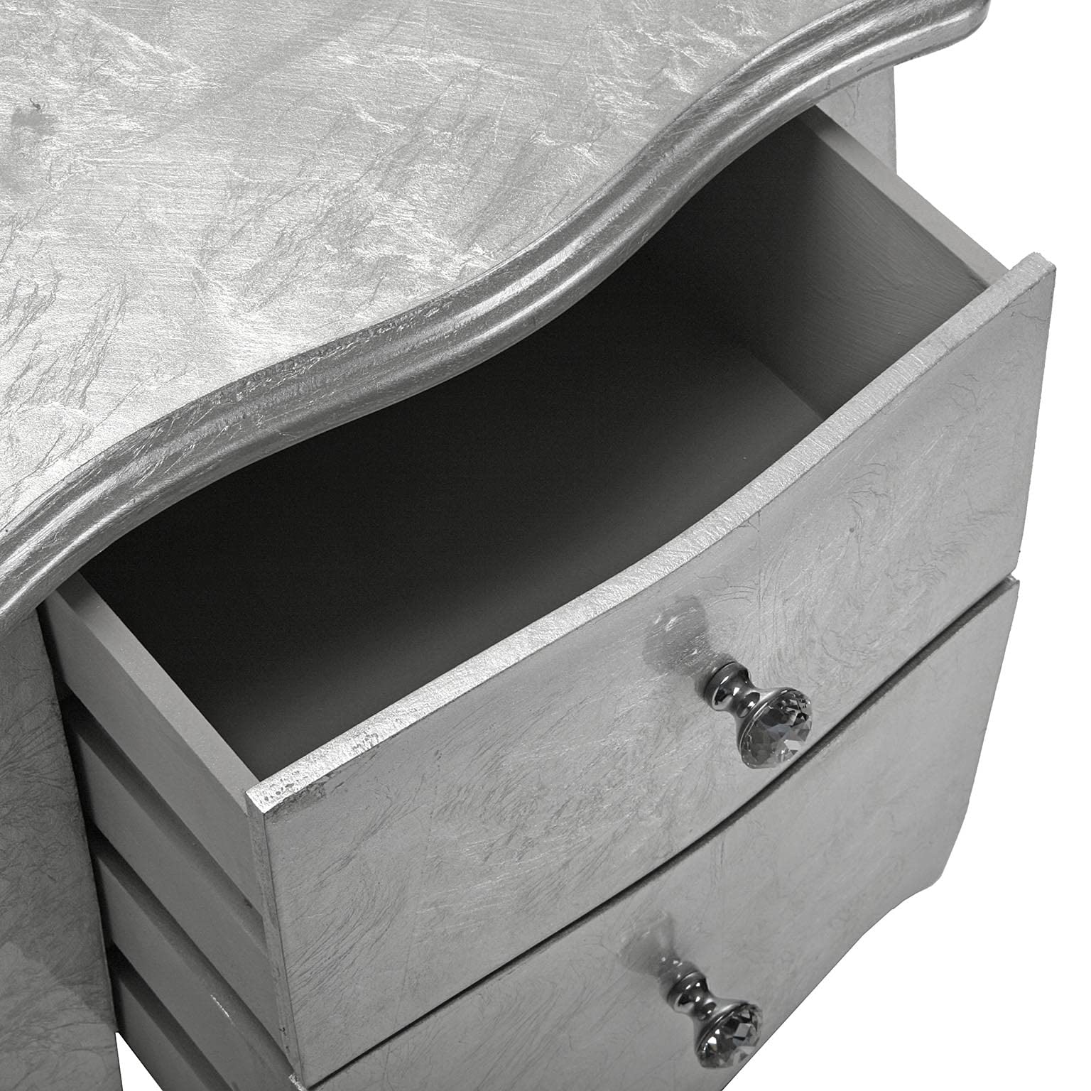 VERSA Cagliari Comodino Tavolino o ausiliario per la Camera da Letto o Il Soggiorno Cassettiera, con 2 cassetti, Misure (A x L x l) 71 x 35 x 40 cm, Legno, Colore Argento