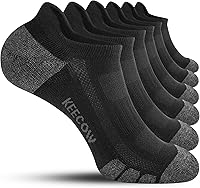 KEECOW No Show Athletic Running Socks - Cushioned Ankle Low Cut Cotton Tab Socks for Men Women, 6 Pairs Pack