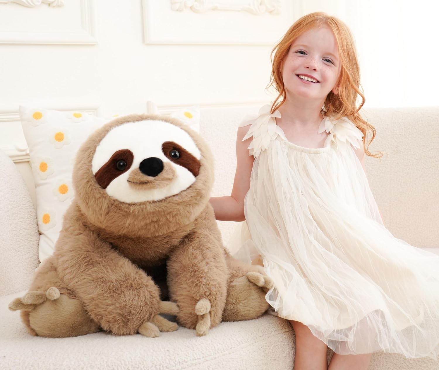 Weighted Stuffed Animals, Weighted Sloth Stuffed Animal, Giant Sloth Plush, Toy Gifts for Kids & Adults, Brown, 4.5 lbs, 25 Inch