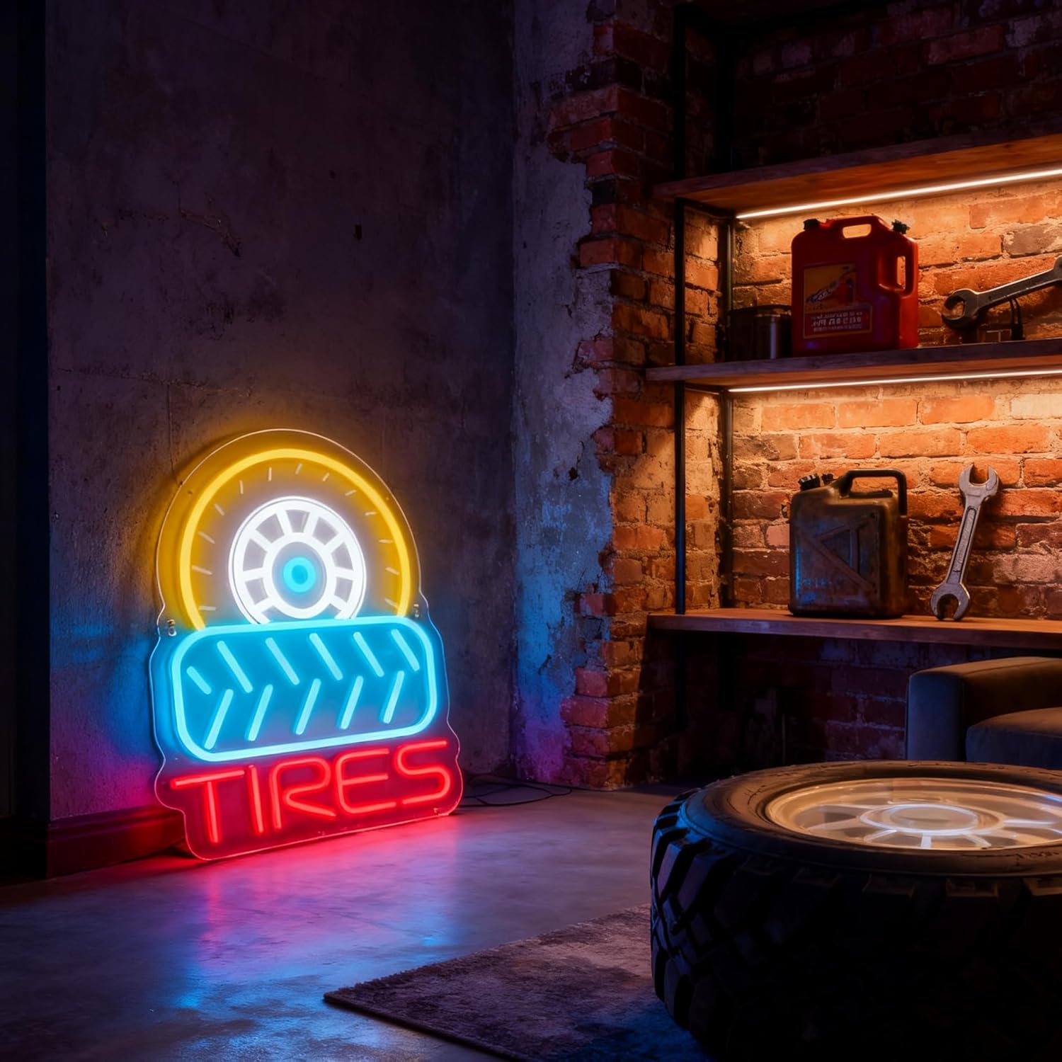 Neon Sign for Wall Decor Light Up Letters Business Led Sign Birthday Party Gifts Led Decorative Night Signs Room Decor for Tire Shop Billboard Signboard Display Grand Opening Gift (Tires)
