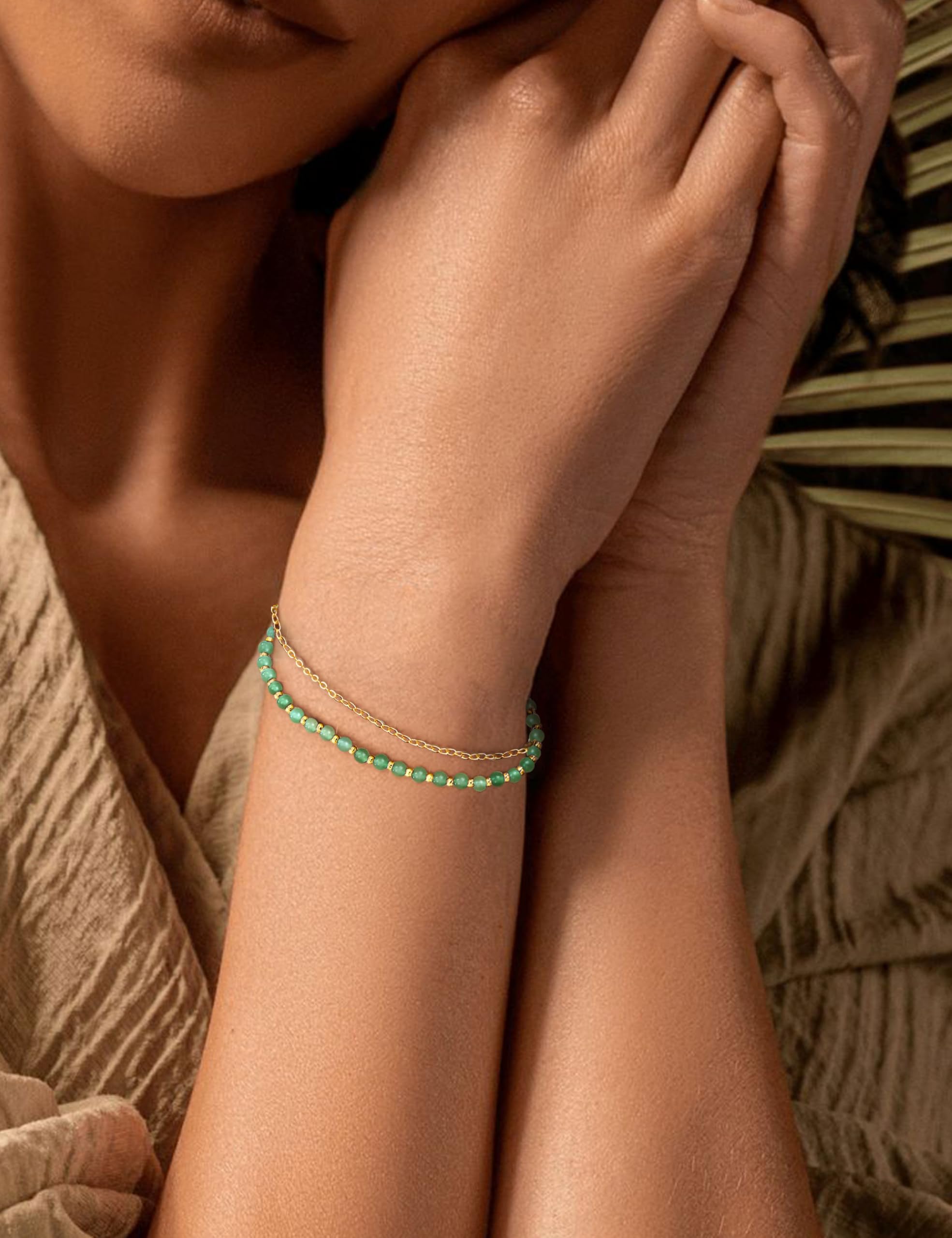 YCTTKDD Pulseras de cuentas para mujeres y niñas, pulsera con cierre de plata de ley 925, cuentas de piedra natural, pulsera de cristal, pulseras bohemias chapadas en oro ajustables, regalo de joyería