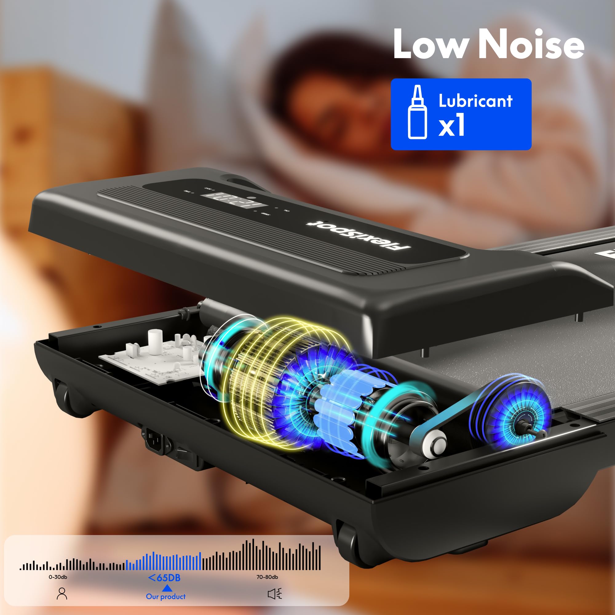FlexiSpot GP Cintas de Correr, Cinta de Andar Eléctrica, Pantalla LED, Mando a Distancia Inalámbrico, Antideslizante y Amortiguación de Impactos, Lubricante