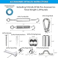 Vista 43 de Kit de suspensión de luces de globo, cable guía de luz para exteriores, cable de acero inoxidable recubierto de vinilo, incluye PVC transparente