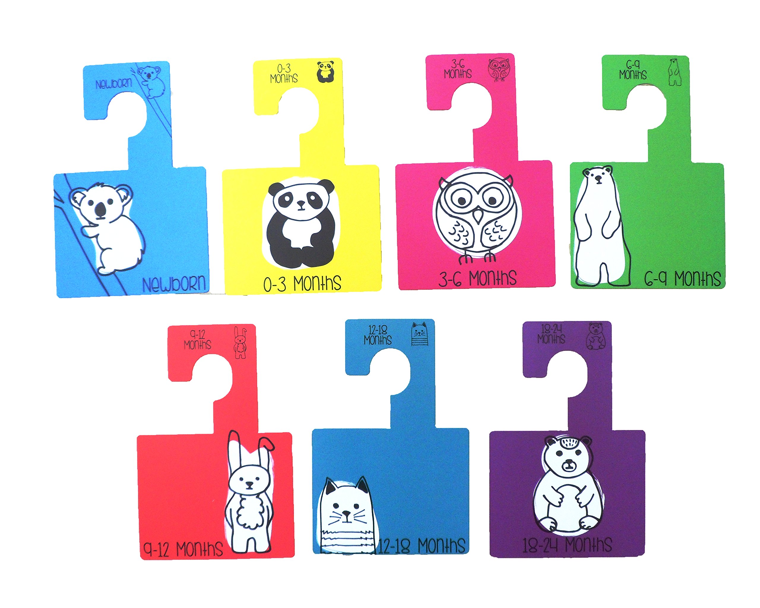 KATIES PLAYPEN / BABY BEST BUYSClothes Wardrobe Dividers Organisers - Bright Animals - 7 Pack