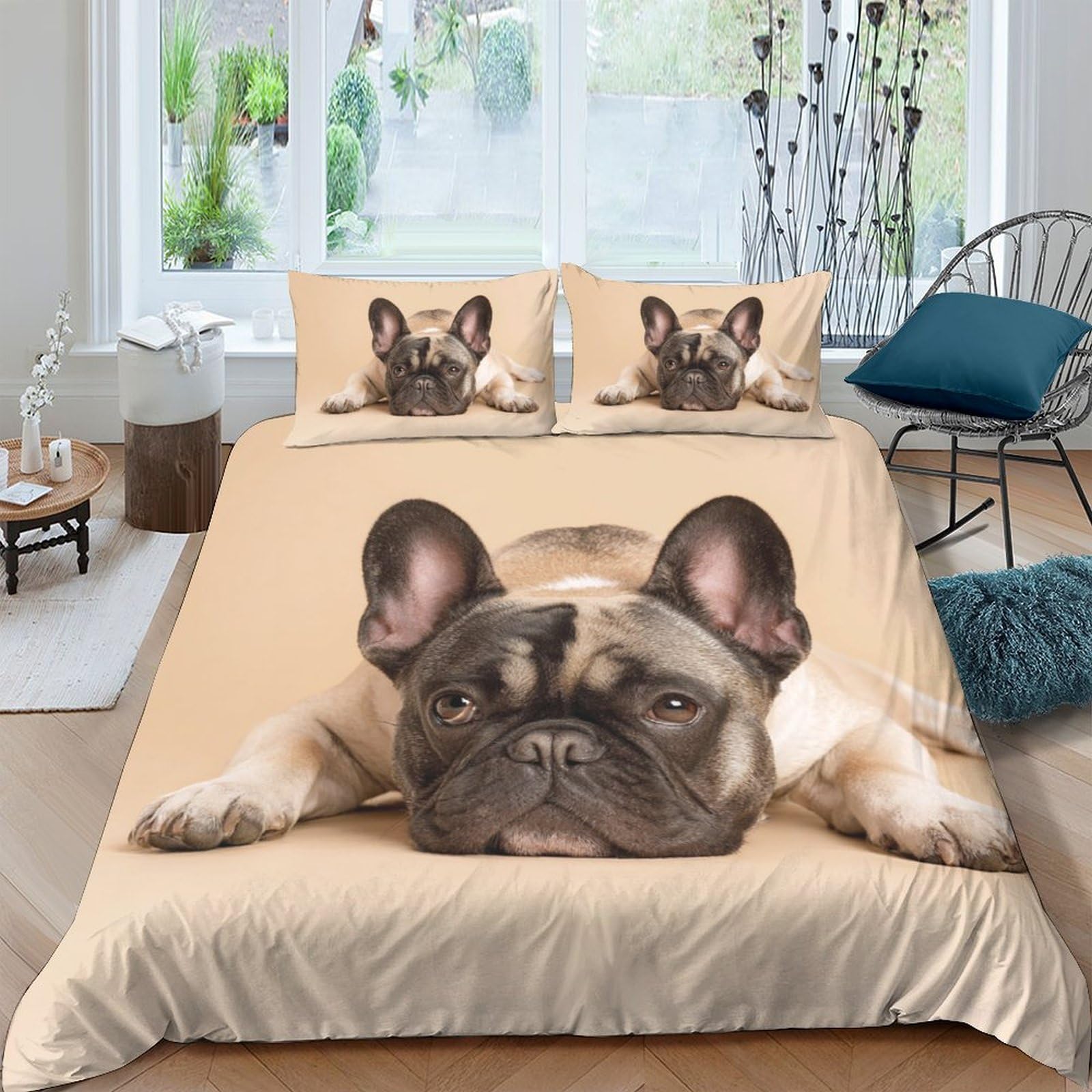 Ctjqhvkz Style-10 3D Printed French Bulldog Fitted Sheet Microfiber Soft Non-Slip Bedroom Decor Animal Bed Cover For Adults Teens Single（135X200cm）