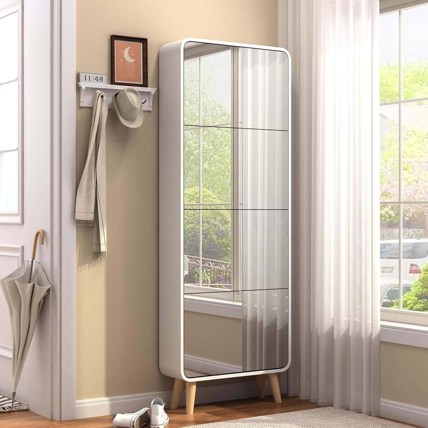 Organizedlife Mirror Shoe with 4 Flip Drawers