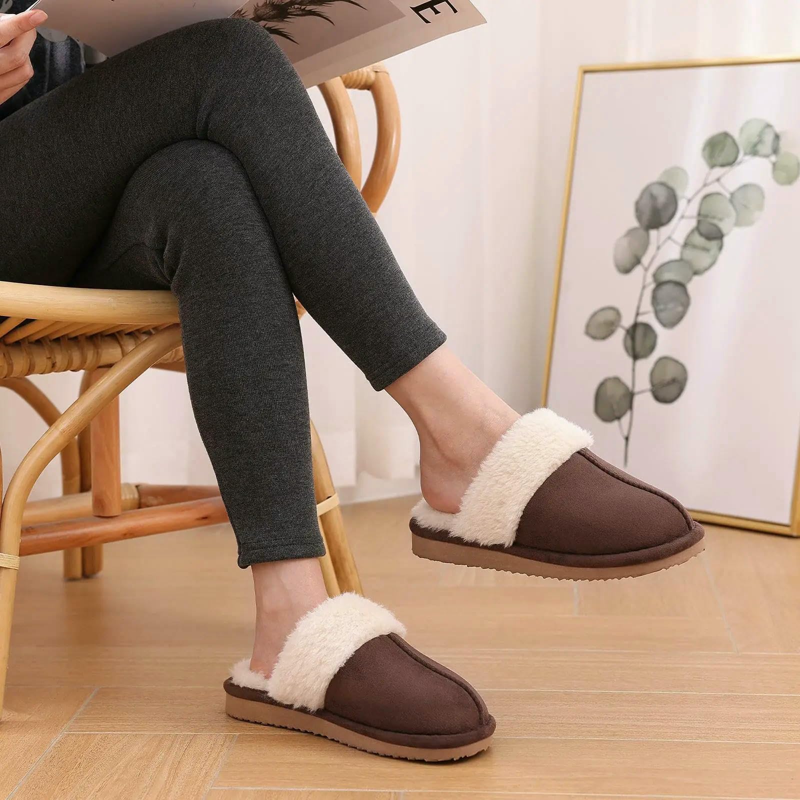 Pantuflas Zapatillas De Invierno para Mujer, Zapatos Clásicos Casa, Cálidas Y Acogedoras Interiores, Casuales Algodón Antideslizantes-fq-44-45