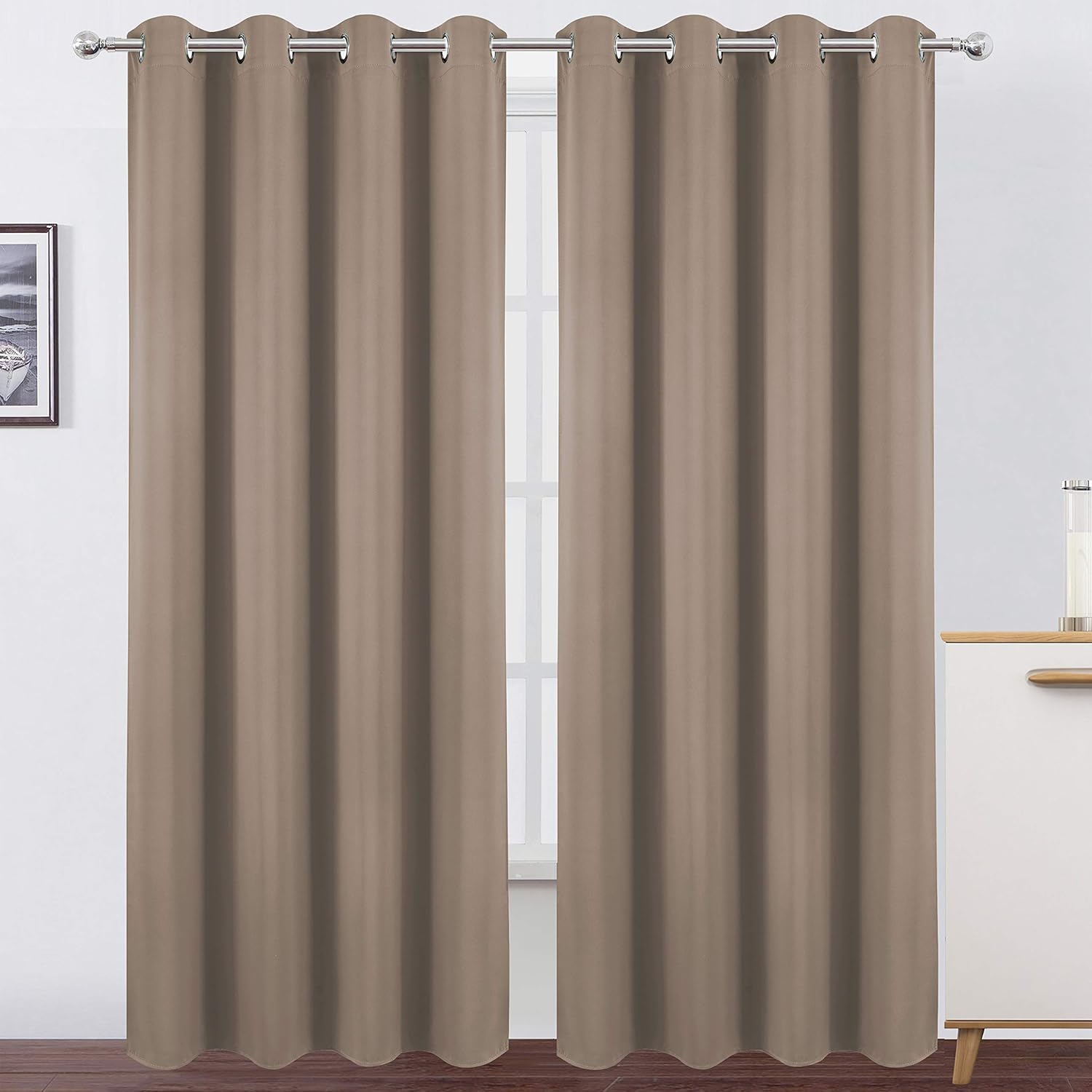 LEMOMO Cappuccino Thermal Blackout Curtains/52 x 95 Inch/Set of 2 Panels Room Darkening Curtains for Bedroom Cappuccino 52"W x 95"L (Pack of 2)