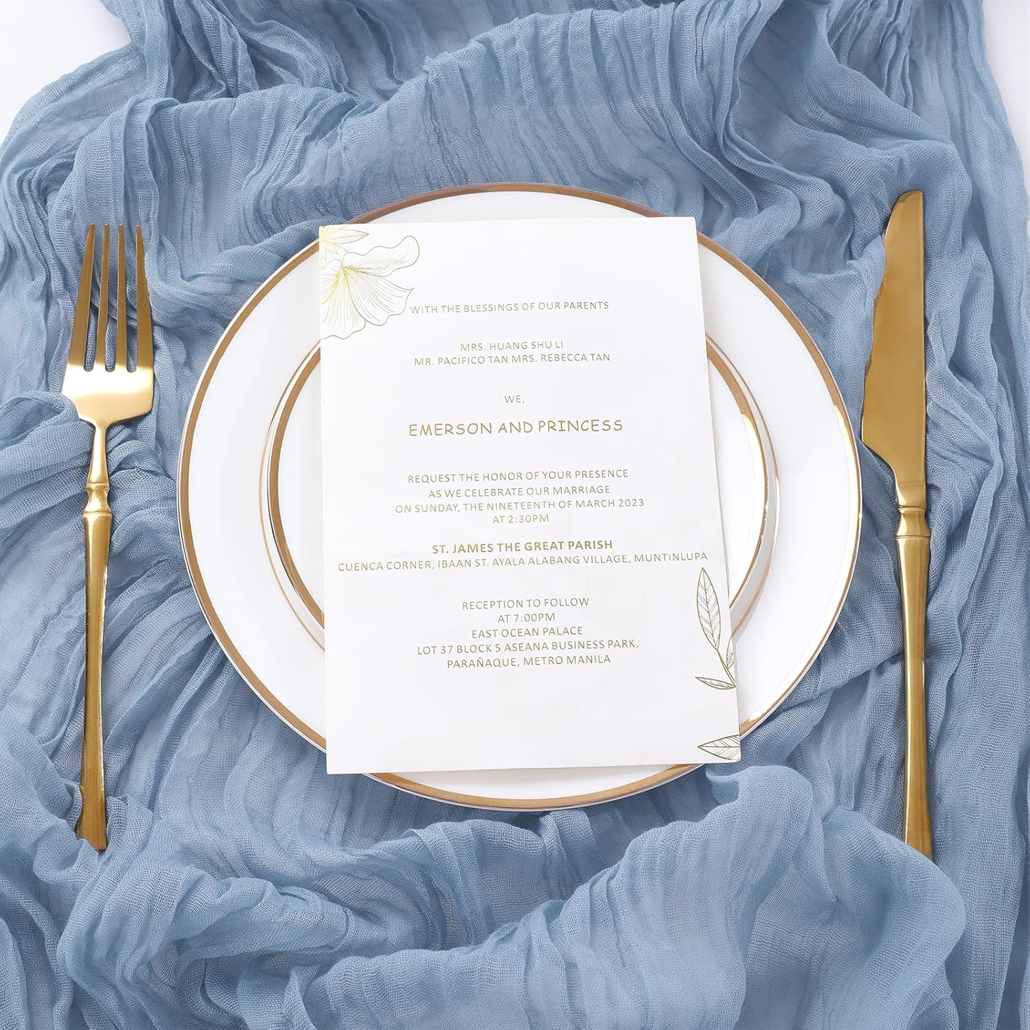 Cheesecloth Table Runner 12 Packs Dusty Blue Boho Gauze Table Runners 36x120 Inches Rustic Table Decor for Wedding Party Baby Shower Birthday Decorations