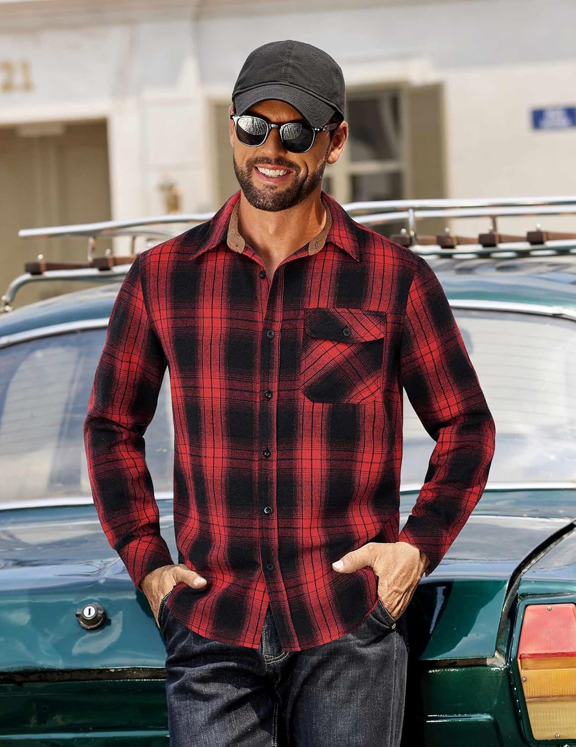 COOFANDY Men's Flannel Long Sleeve Button Down Casual Plaid Shirt With Pocket - Image 2