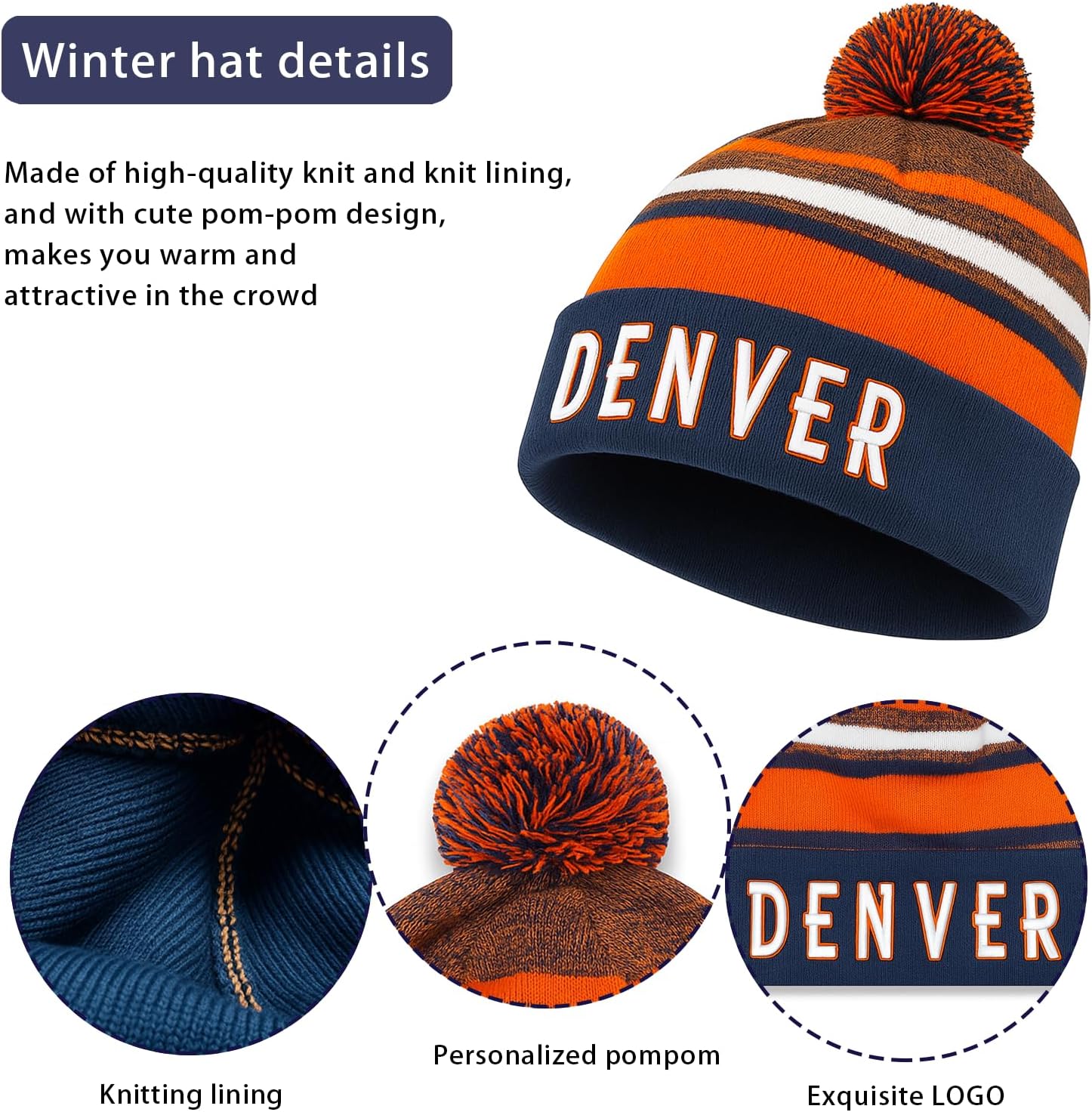 Vintage Classic Skull Cap 3D Embroidery Beanie Cuffed Winter Hat Knit Comes with Warm Gloves Gifts for Men Women Fans
