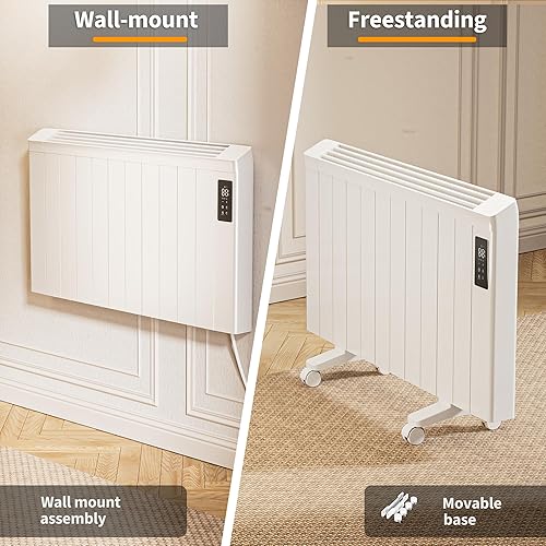 Miniatura 2 de Calentador de panel de convección de 1500 W, calentadores eléctricos portátiles, calentadores de pared enchufables para uso en interiores, sin