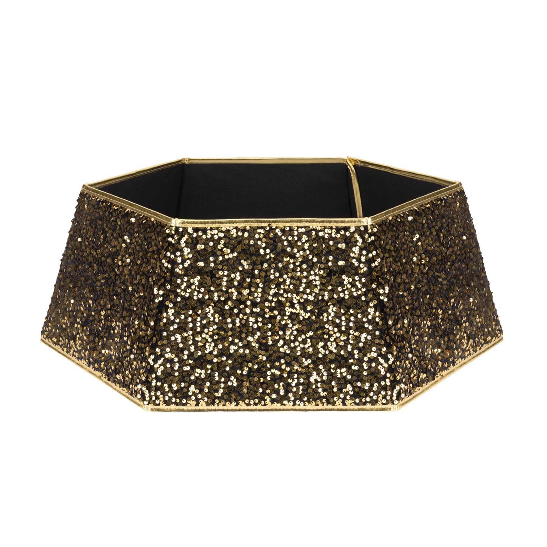 Christmas Tree Skirt Collar Hexagon Sequin Folding - Gold 70cm