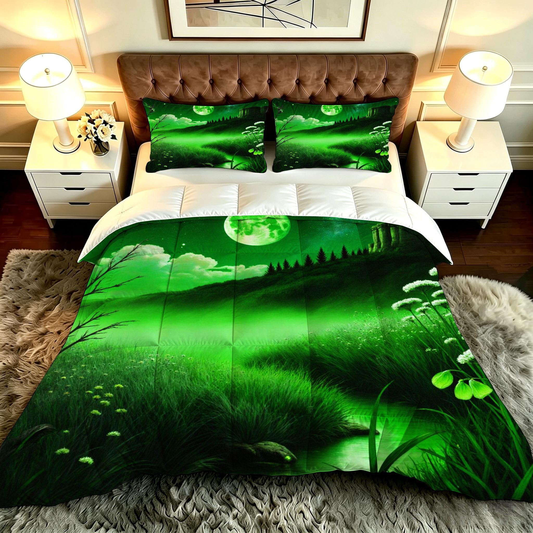 Edredón Cama 105, 200x200 cm, Pradera Verde Azulada, CQ658