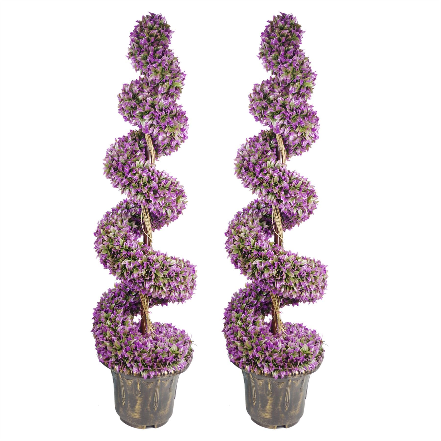 Large Leaf Artificial Spiral Tree with Decorative Planter