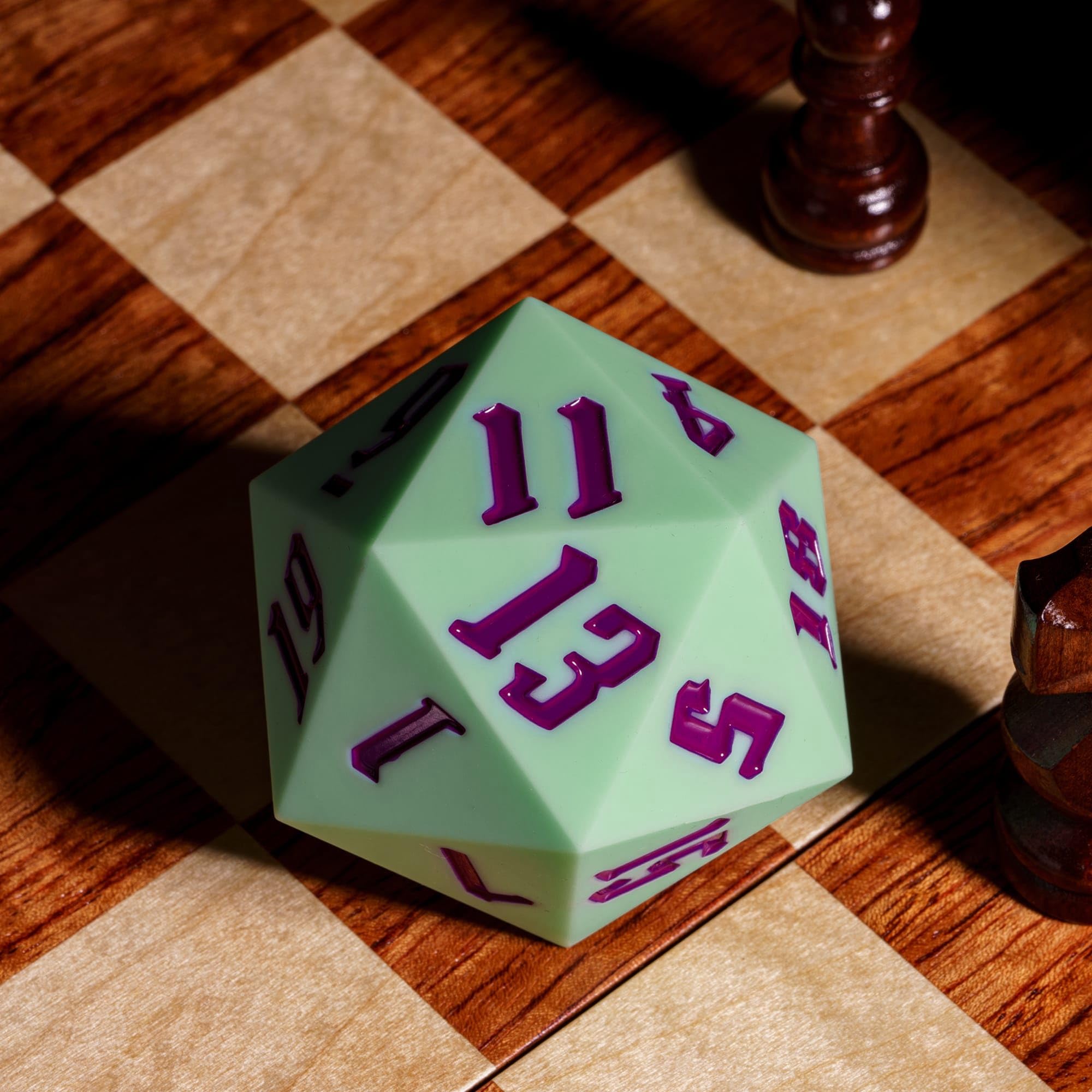 Dados D20 de silicona de 55 mm, dados grandes D20 individuales de 20 caras, dados poliédricos gigantes D20 con caja de regalo para Dungeons and Dragons RPG, bar, pub, club, fiesta, aula