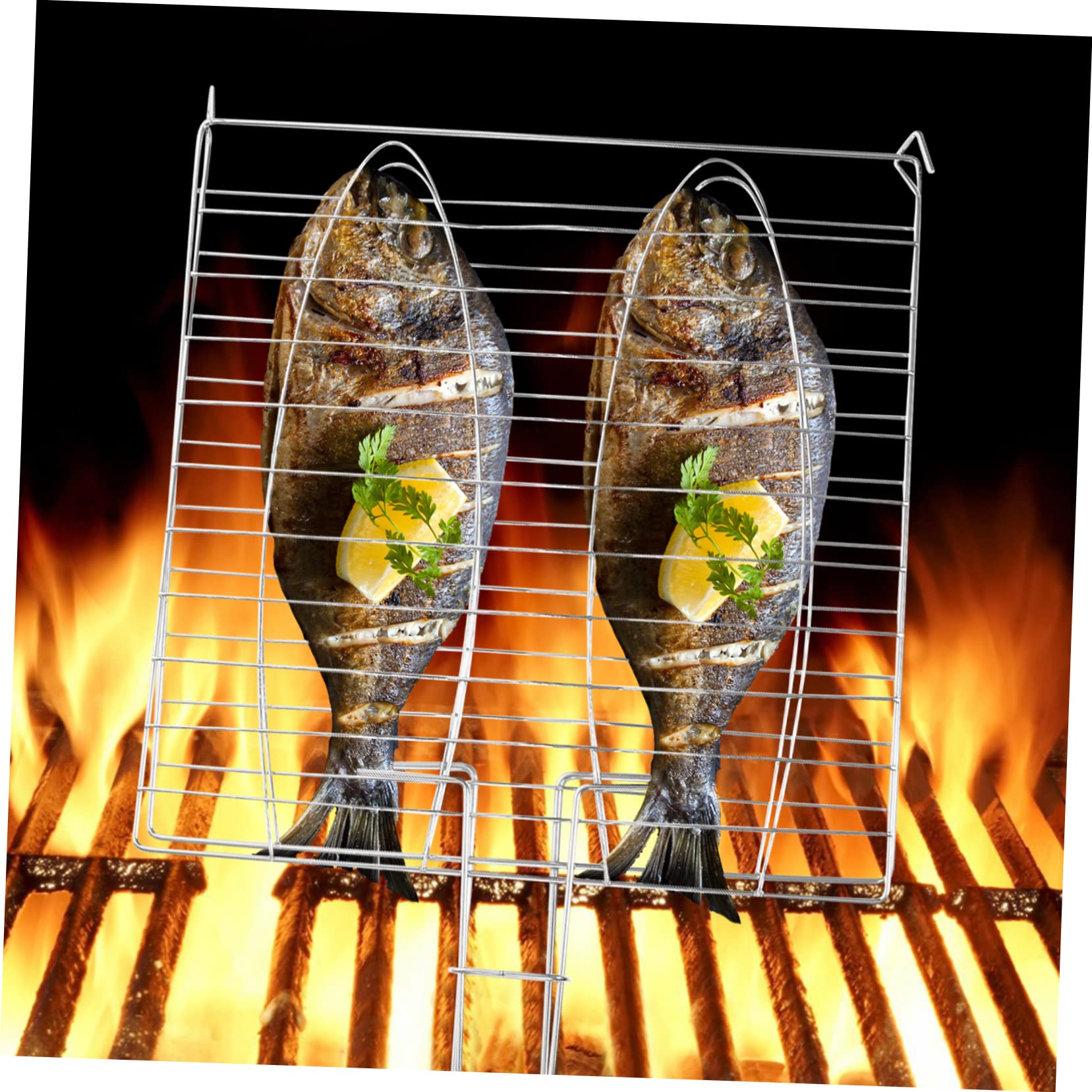 Abaodam 1Pc Bbq Fish Basket Multi Functional Grilling Basket for Outdoor Bbq High Grade Material Cooking Area for Fish Meat and Vegetables for Bbq Parties