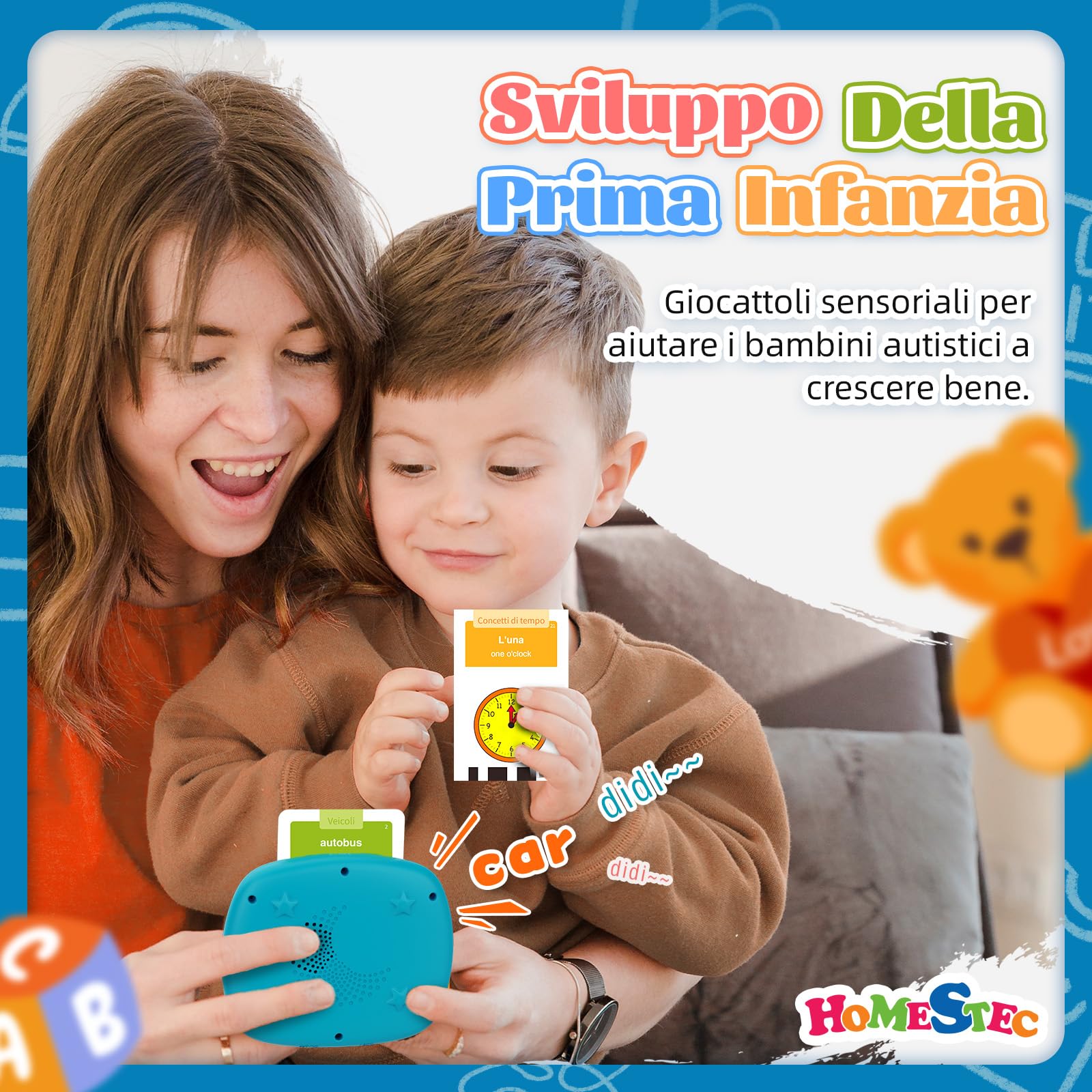 Giochi Bambini 2 Anni, Giochi Montessori, Flashcard in Italiano e inglese con 432 Parole, Amico Vocabolo Gioco Viene Fornito con 216 Carte,Regali e Giocattoli per Ragazze e Ragazzi dai 2 Anni in Su