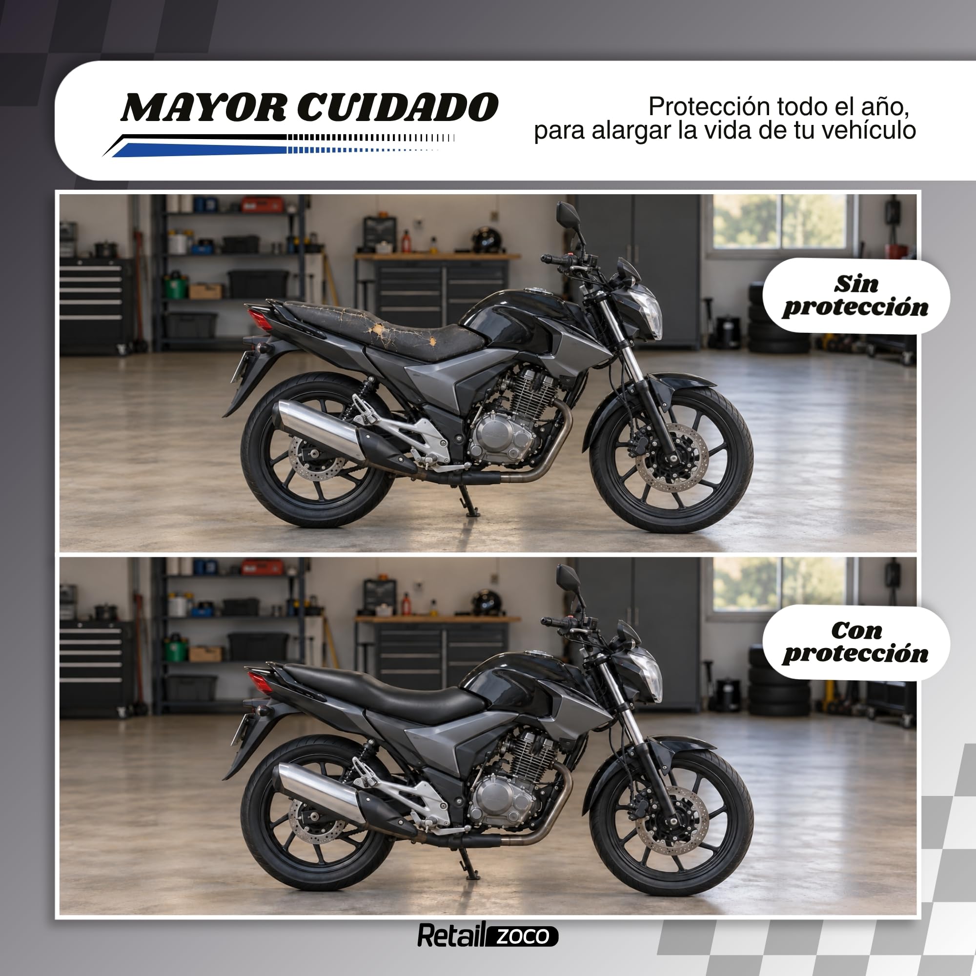 Funda para Asiento de Moto Ajustable de 95 a 115 cm - imagen 5