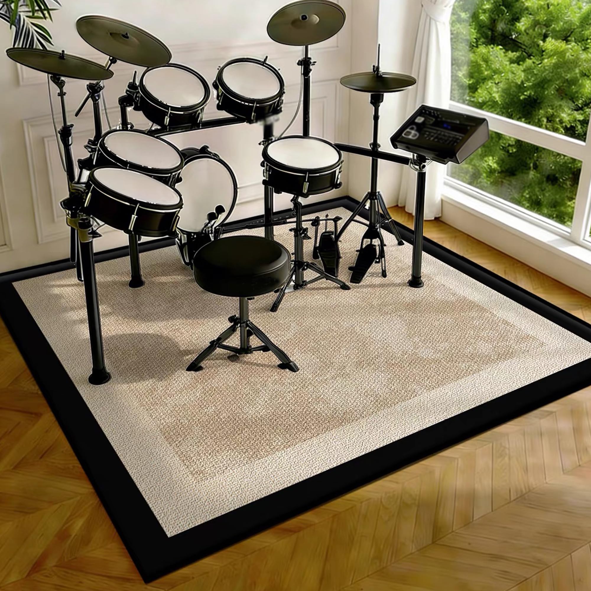 Drumming Drum Rugs, Drum Mat Drum Rug Non Slip Soundproof Mats, 150 x 120 cm Drum Carpet for Drummers Outdoor, Electronic Drum Set Practice Music Rug, Floor Protection Pad for Splash Cymbal Stands