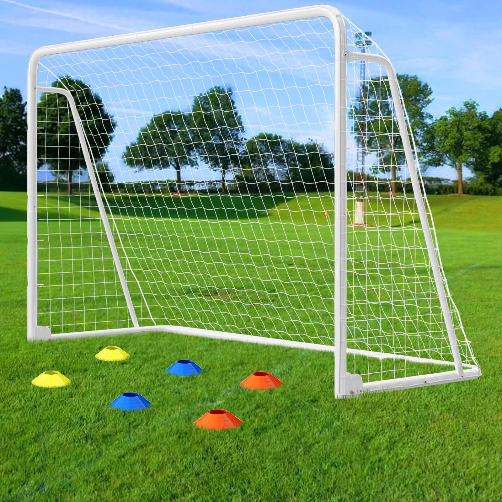 Fußballtor für Garten - Robustes Fussballtore Outdoor Training - Einfacher Aufbau Fußballtor mit Stahlrahmen oder PVC Rahmen, Klappbar oder Feststehend – für Training, Garten und Verein