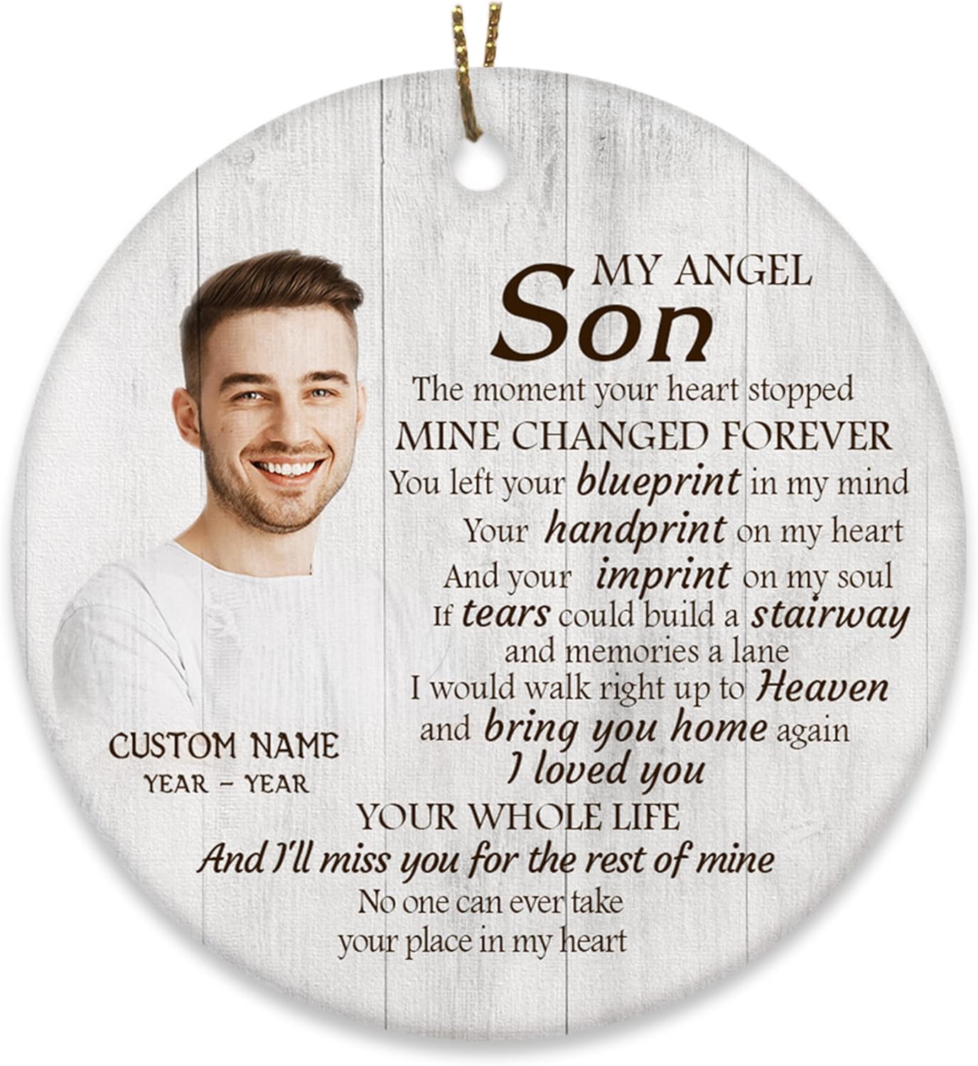 Son Memorial Ornament My Angel Son, Christmas in Heaven, Son Remembrance Home