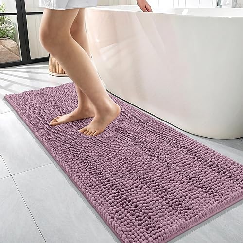 Miniatura 49 de OLANLY Tapetes de baño gruesos de felpilla a rayas de 30 x 20 pulgadas, extra suaves, absorbentes, con parte trasera de goma, se pueden lavar