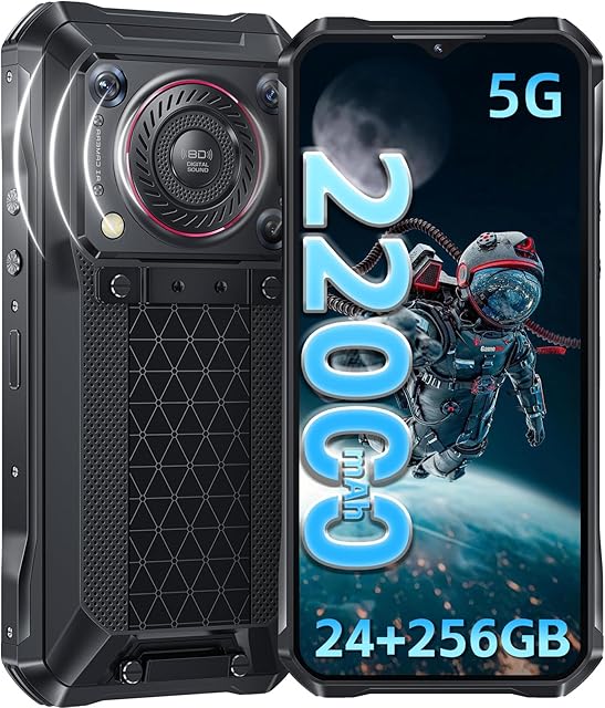 OUKITEL WP33 Pro Rugged Smartphone - 24GB+256GB, Android 13 phone, 136dB Super Speaker Smartphone, 22000mAh, 6.6" FHD+Display IP68 Waterproof Phone, 64MP+32MP Camera, 5G Dual SIM Dual, NFC/OTG/GPS