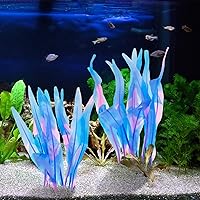 Vista 4 de Kaiyuan Dynasty 2 plantas artificiales de silicona para acuario, plantas artificiales para pecera, quelpa brillante, decoración de plantas