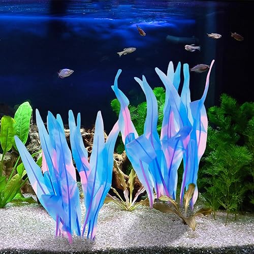 Miniatura 4 de Kaiyuan Dynasty 2 plantas artificiales de silicona para acuario, plantas artificiales para pecera, quelpa brillante, decoración de plantas de