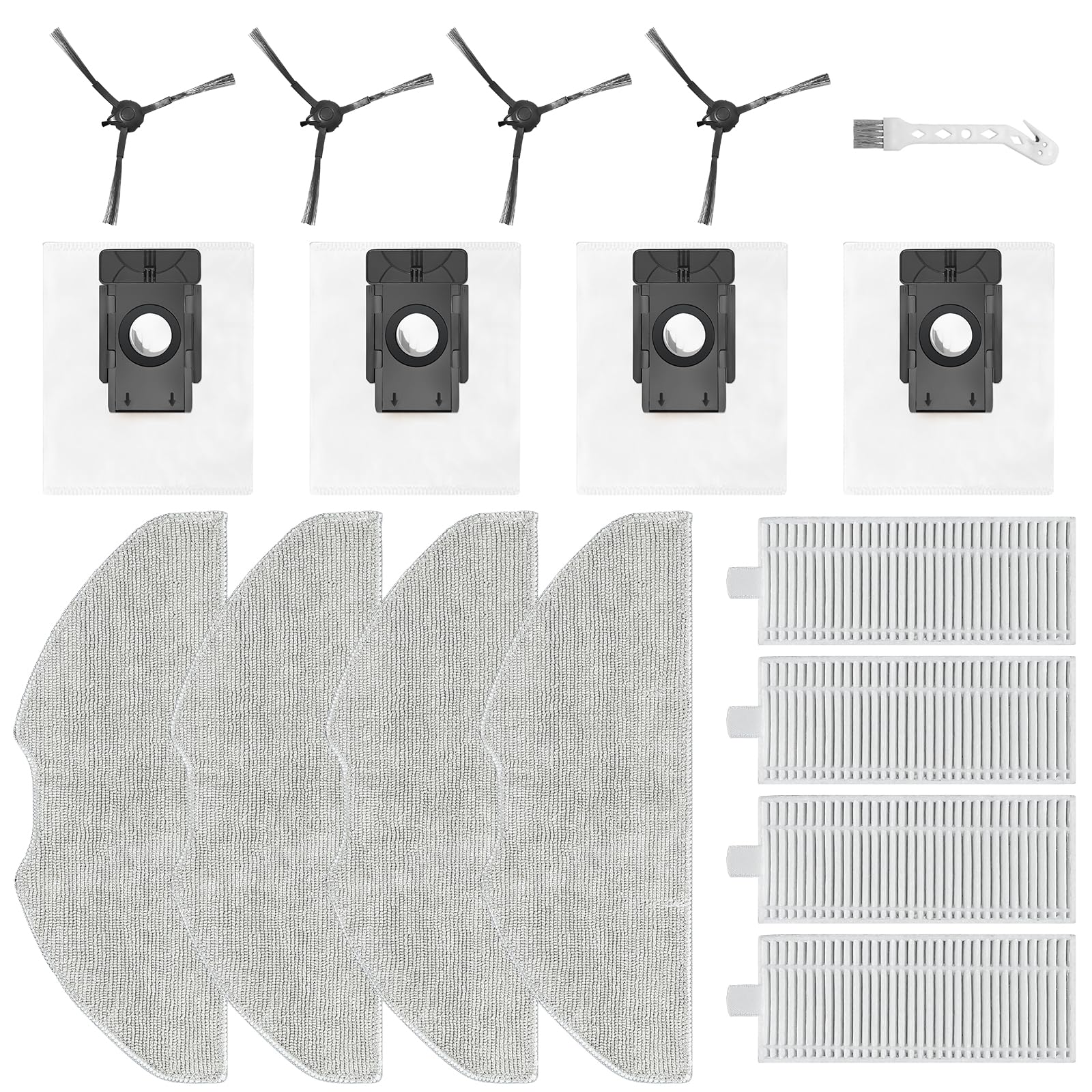 Robot Stofzuiger Stofzak, Stofzuiger Stofzakken, Voor EZVIZ Robot Stofzuiger Met Basisstation RC3 Plus, RE4 Plus /, RE4 Plus, RE5 Plus (4 PACK