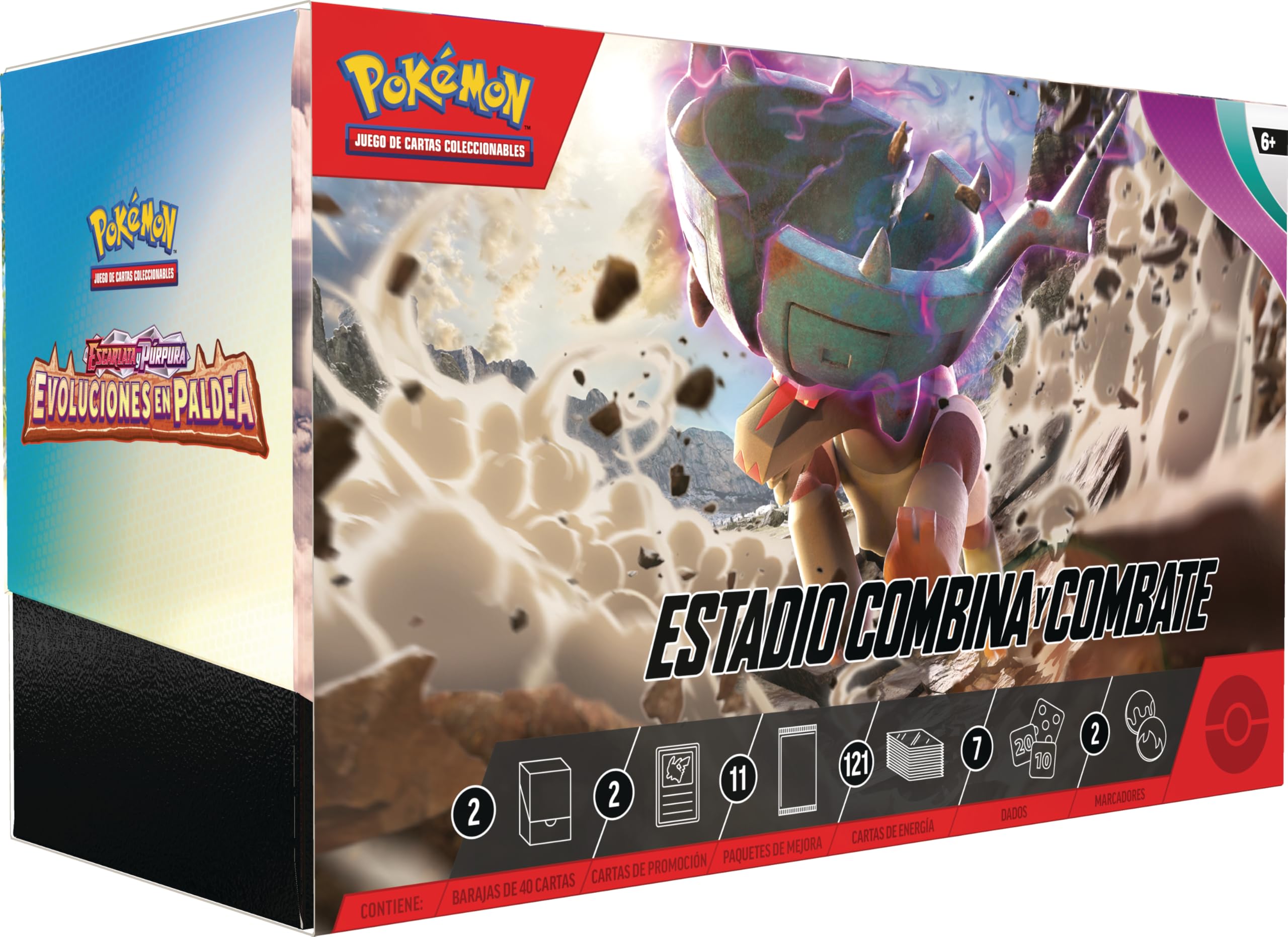 Pokémon: Estadio Combina y Combate de Escarlata y Púrpura-Evoluciones en Paldea (2 Barajas, 11 Paquetes de Mejora y más)