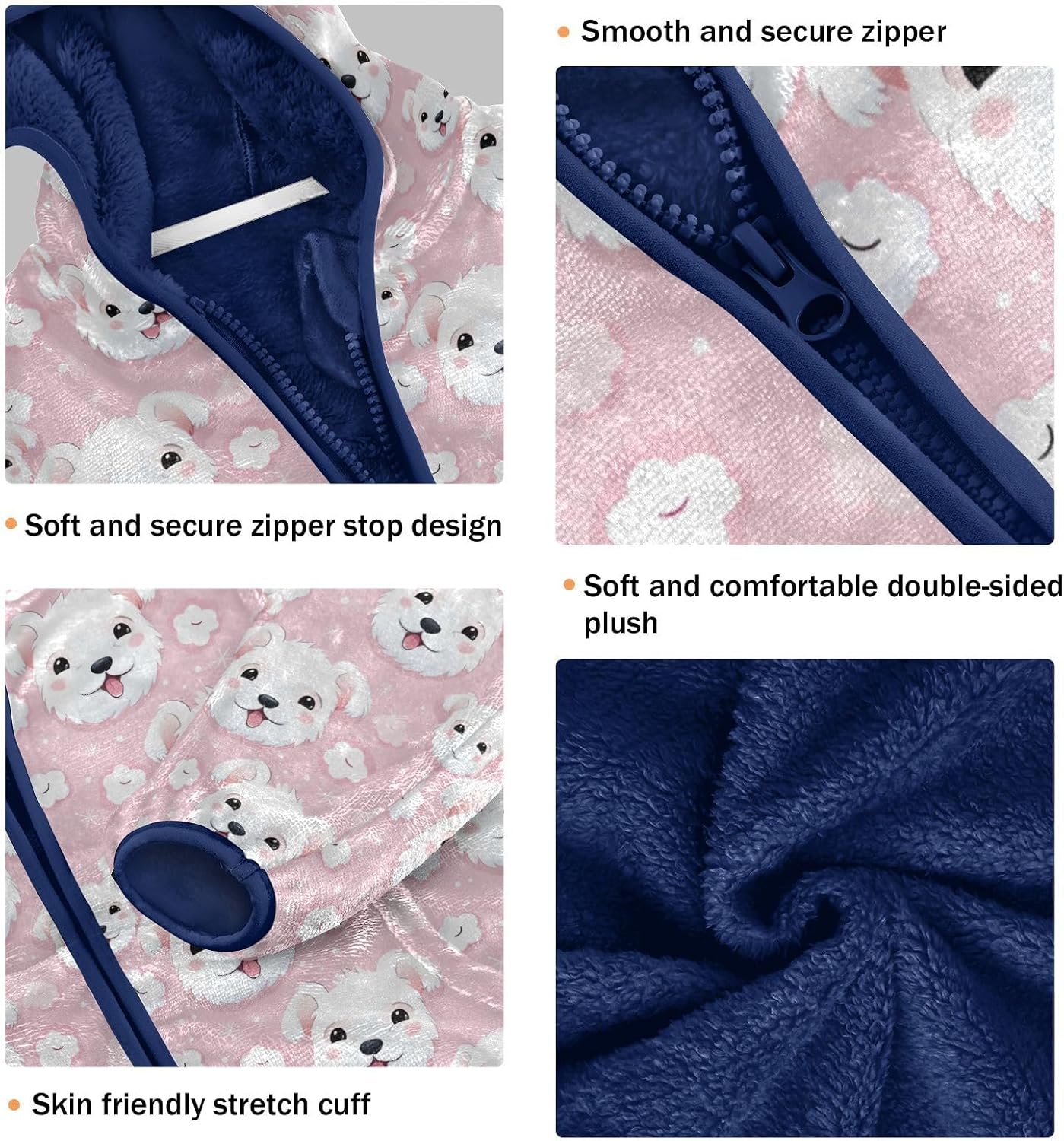 Cute Dog Puppy Boys Fleece Coat,Children's Zip-Up Hoodie Jacket,Baby Warm Fashion Outerwear 3-10T,A113285
