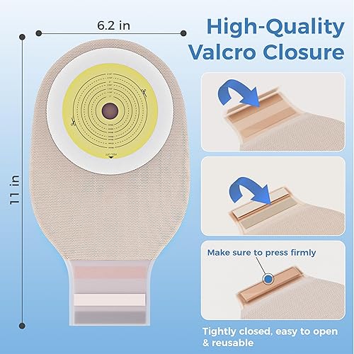 Miniatura 5 de 20 bolsas de colostomía  Suministros de ostomía  Bolsa de ostomía drenable de una sola pieza con control de olores para el cuidado del estoma de