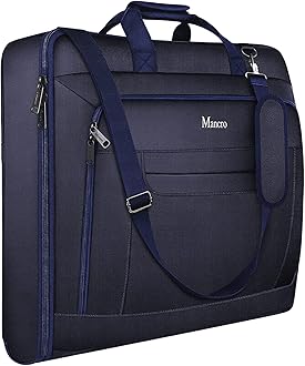 Mancro Carry On Suit Garment Bags for Travel, Suit Bag with Adjustable Shoulder Strap, Waterproof Foldable Luggage Bag for Men Women, Large Travel Garment Bags for Hanging Clothes, Blue