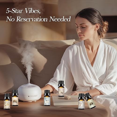 Miniatura 5 de Juego de aceites esenciales para hotel, 6 aromas prémium para difusor, aromaterapia, hogar, spa, fabricación de velas, juego de aceites aromáticos