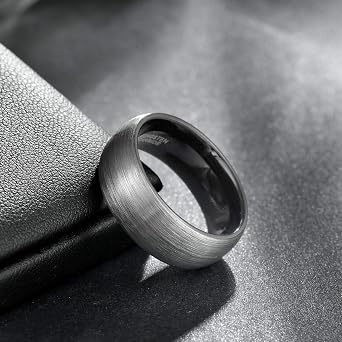 TUTISS Anelli In Carburo Di Tungsteno Uomo/Donna - 6/8 Mm, Argento/Nero Con Intarsio - Fedi Nuziali, Fidanzamento, Ipoallergenici